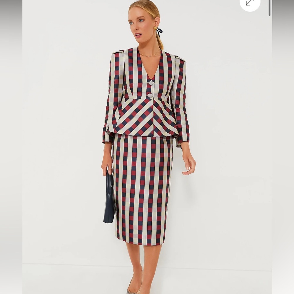 NWT Tuckernuck Medium Bordeaux Check Jacquard Zoey Top Jacket - Picture 6 of 9